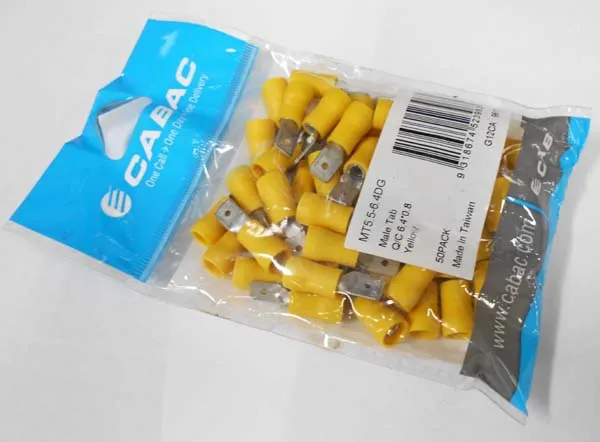 [197] CONN QUIK MALE TERM 6.4mm YLW