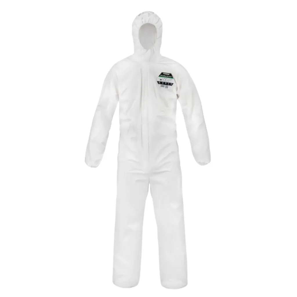 [945] CLCH-LKL-428EM-C LAKELAND EMN428, SIZE: LARGE, COVERALL WITH HOOD, WHITE