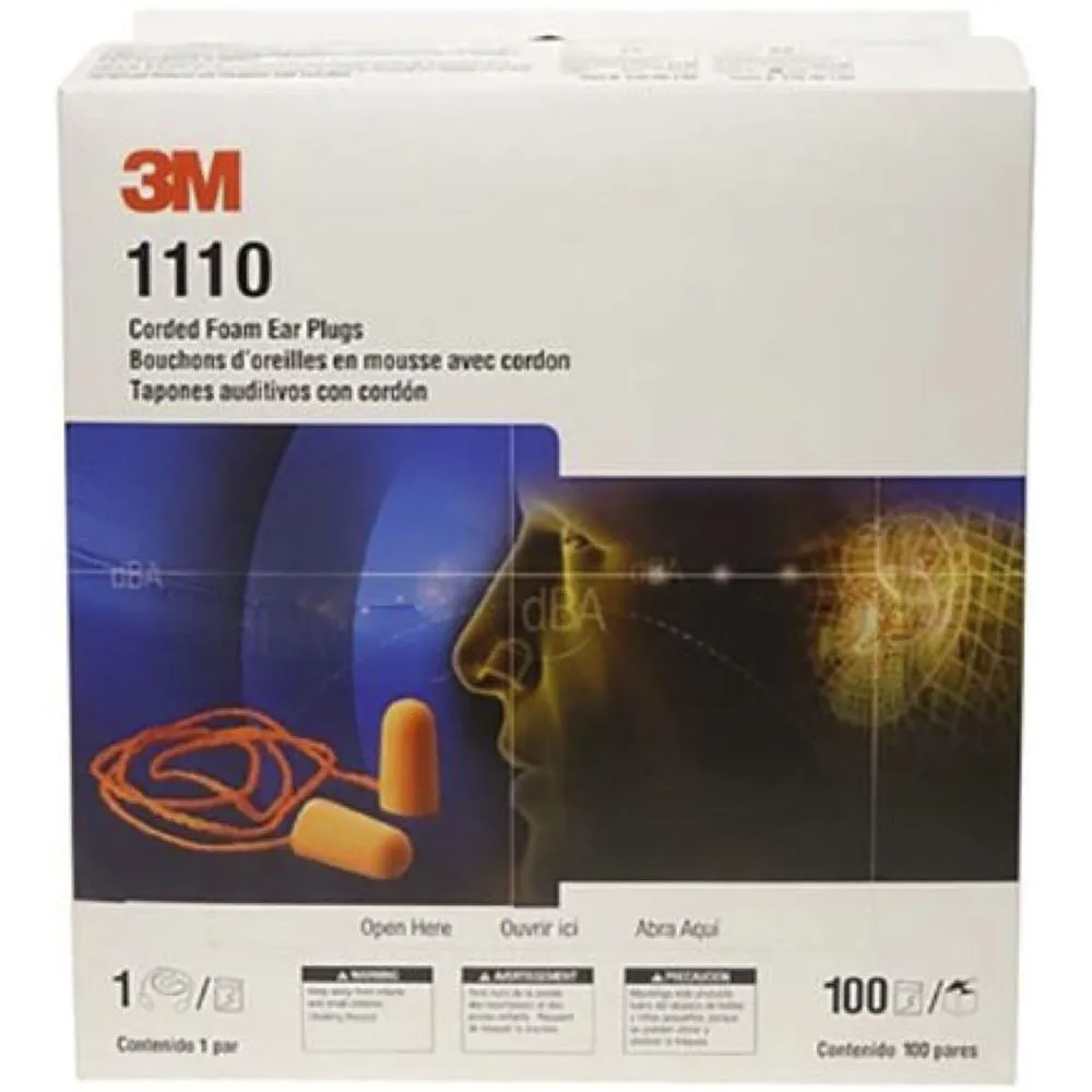 [1117] 3M, P/N: 1110, FOAM EAR PLUG,CORDED, 100PAIRS PER BOX